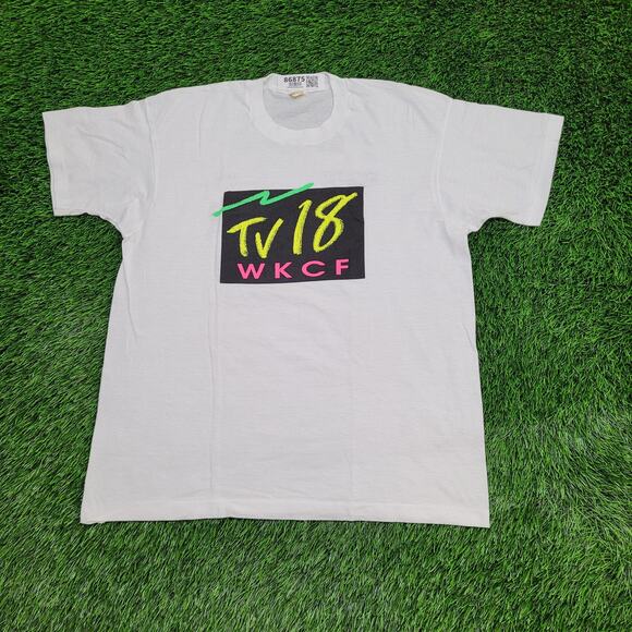 Vintage 1992 WKCF TV-Show 18 Shirt Womens XL 21x22 White USA - Picture 1 of 13